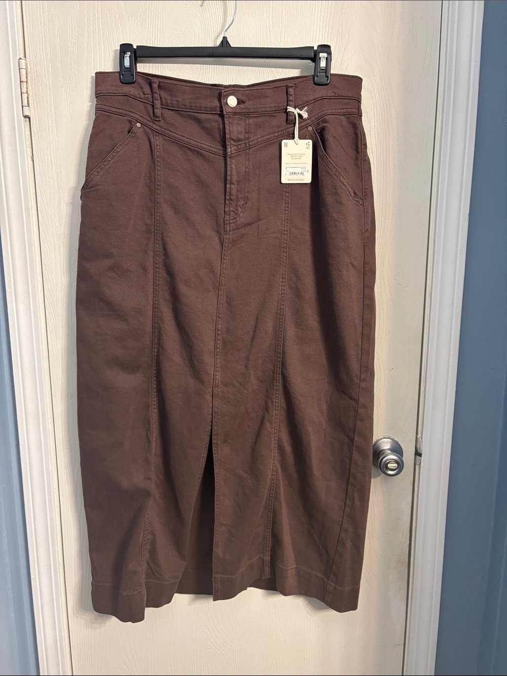 a.n.a Brown Panel Midi Skirt with Front Slit